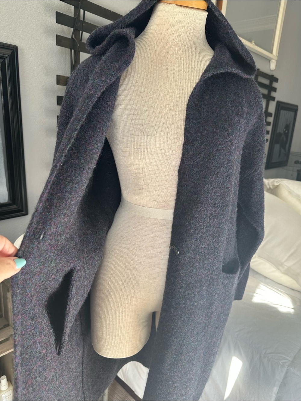 Uniqlo Hooded Knit Coat 100% Wool size Small - Picture 12 of 13